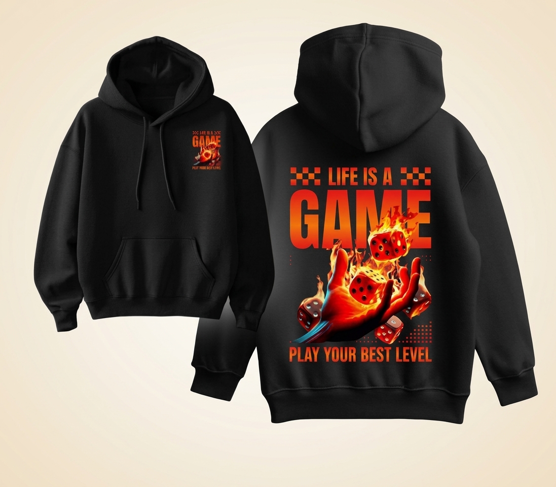 Sweat à Capuche Streetwear Noir – "Life Is A Game
